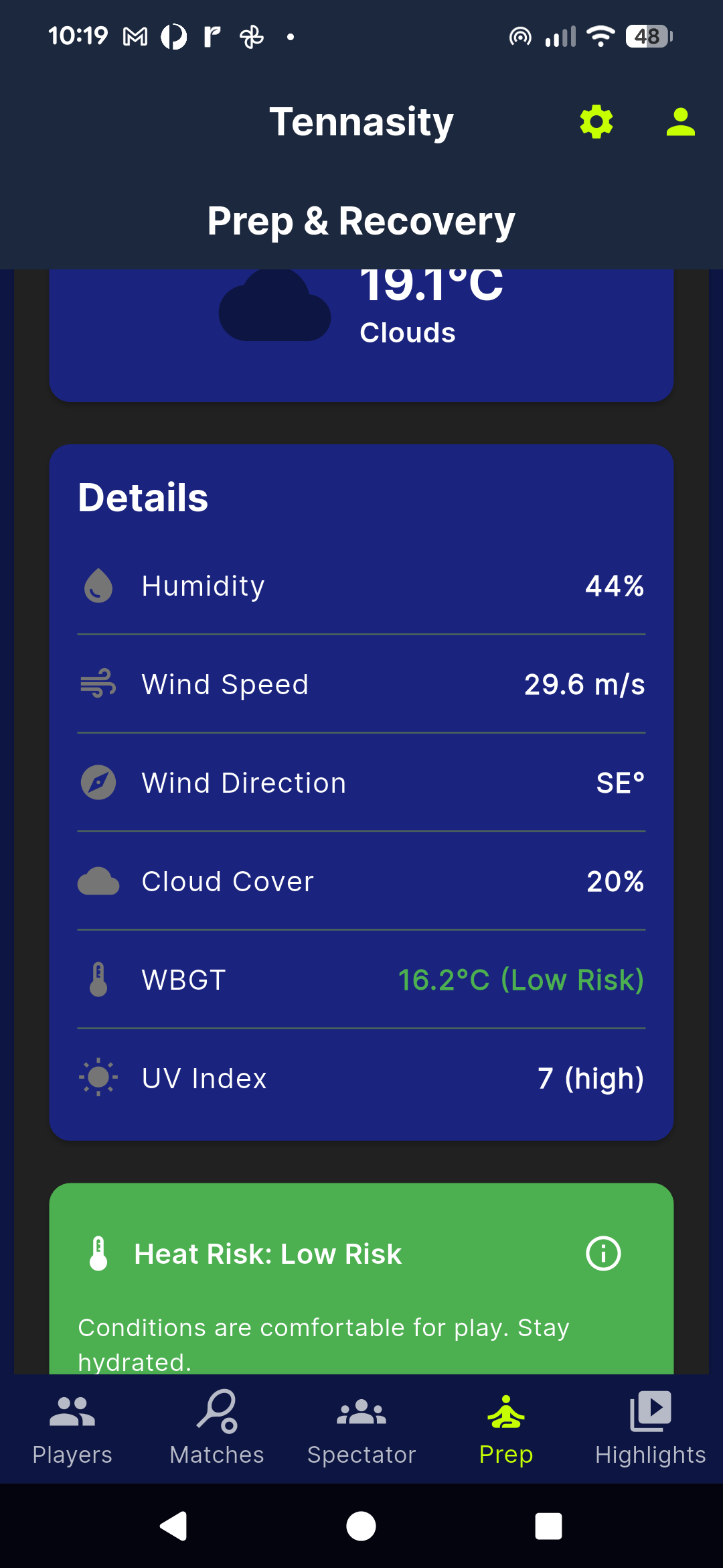 Weather and conditions details